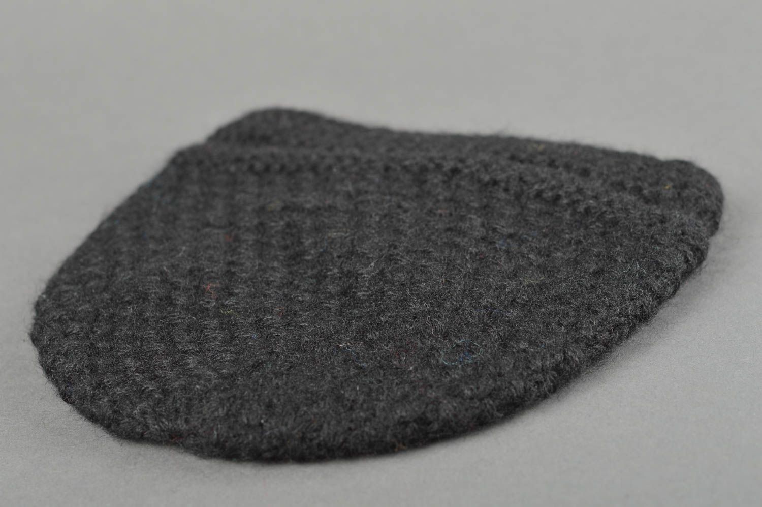Вязаная шапка ручной работы шапка для мальчиков зимняя шапка черная теплая фото 5