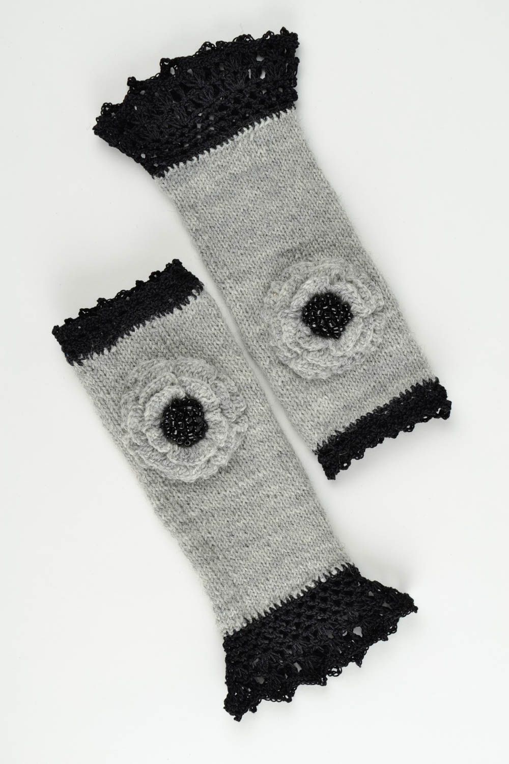 Mitaines tricot faites main Gants mitaines crochet laine Accessoire femme photo 2