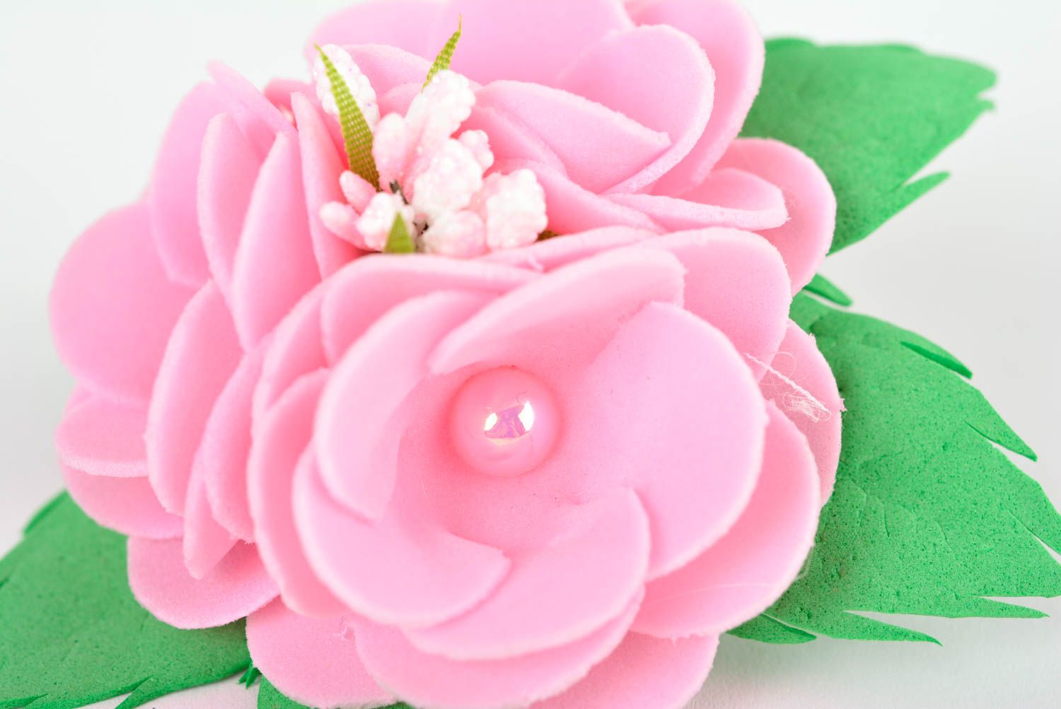 Flower scrunchy handmade hair accessories foamiran flowers pink scrunchies photo 1
