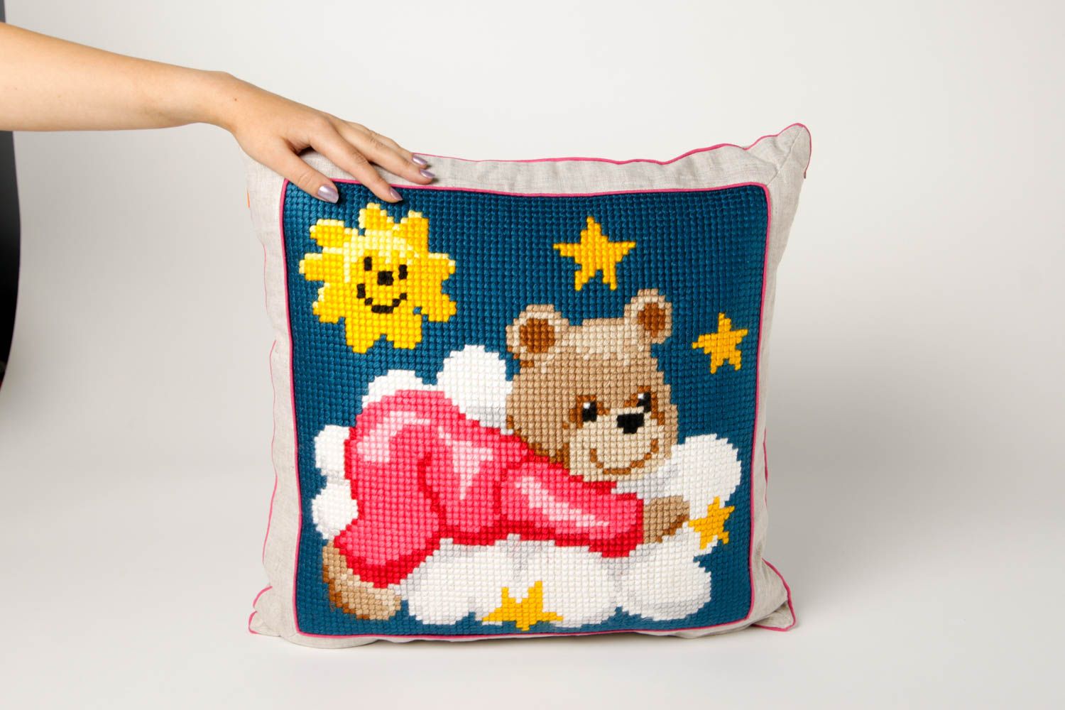 Beautiful handmade throw pillow soft cushion home goods nursery design photo 2