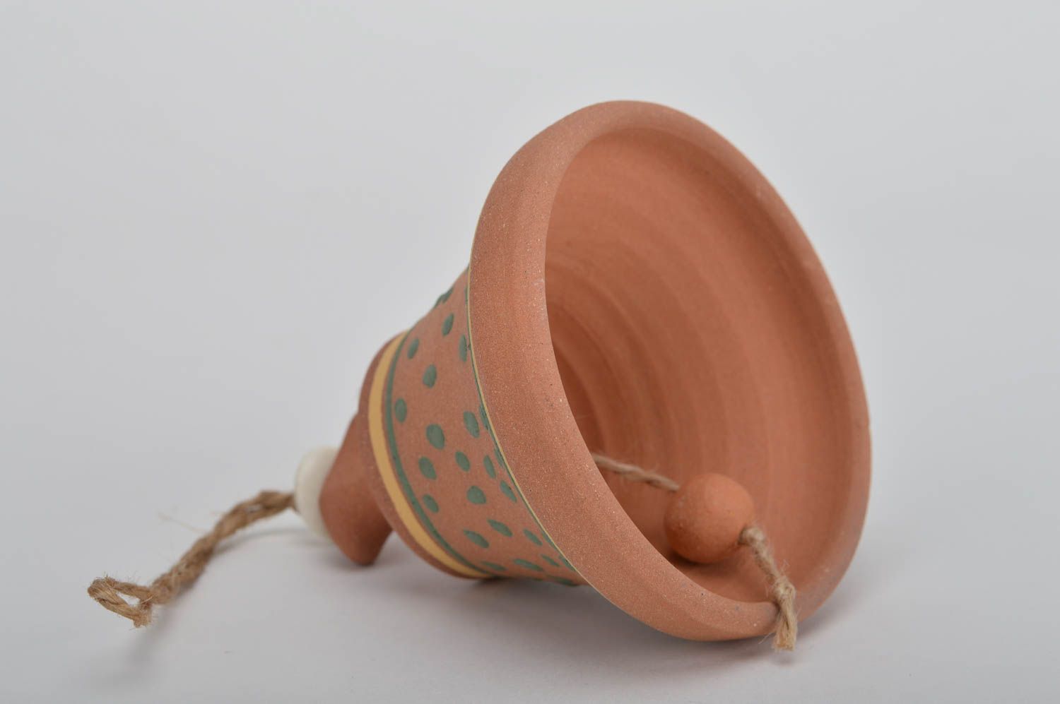 Handmade designer stylish cute unusual bell made of red clay Summer rain photo 1