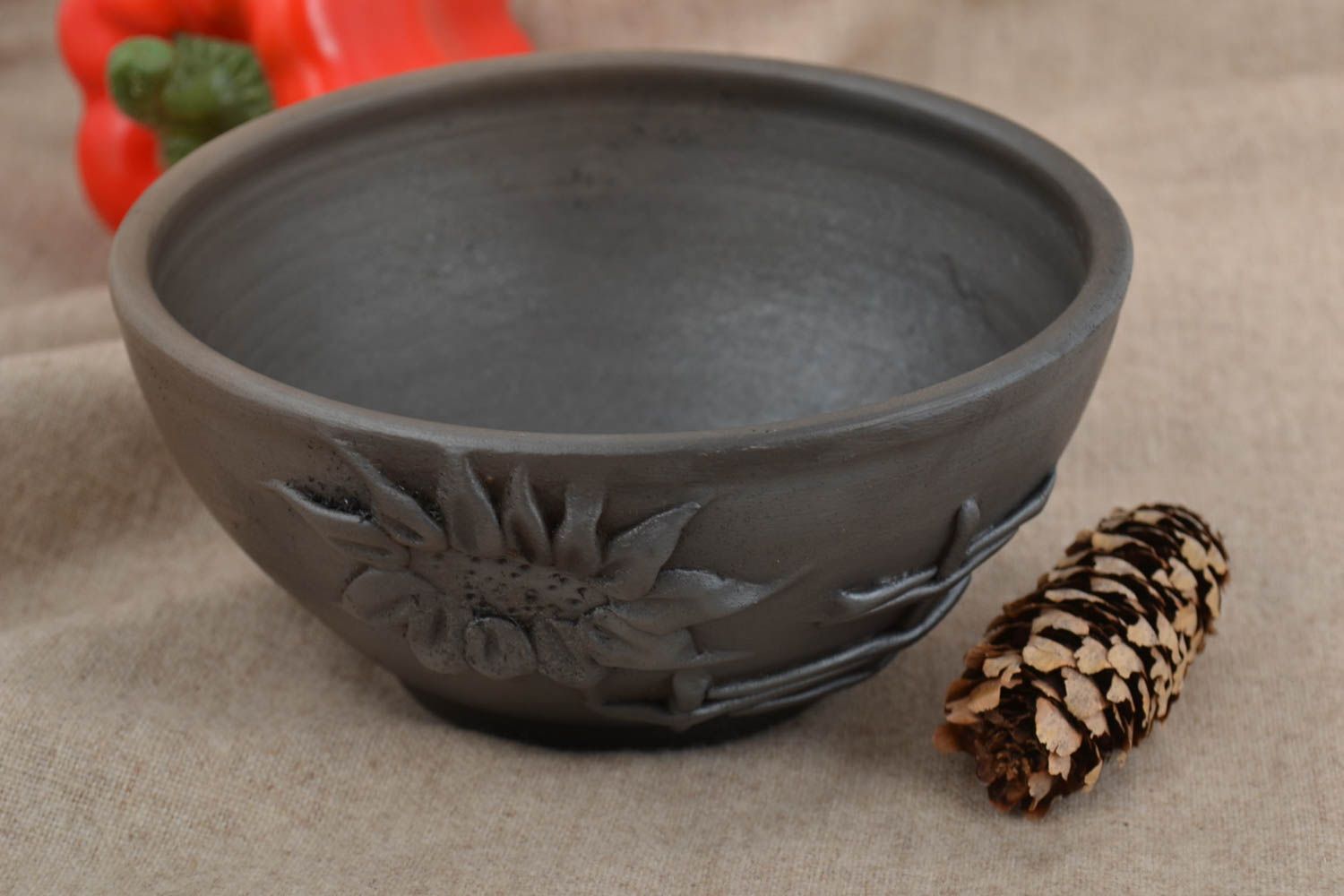 Beautiful handmade bowl 500 ml black smoked kitchen pottery interior ideas photo 1