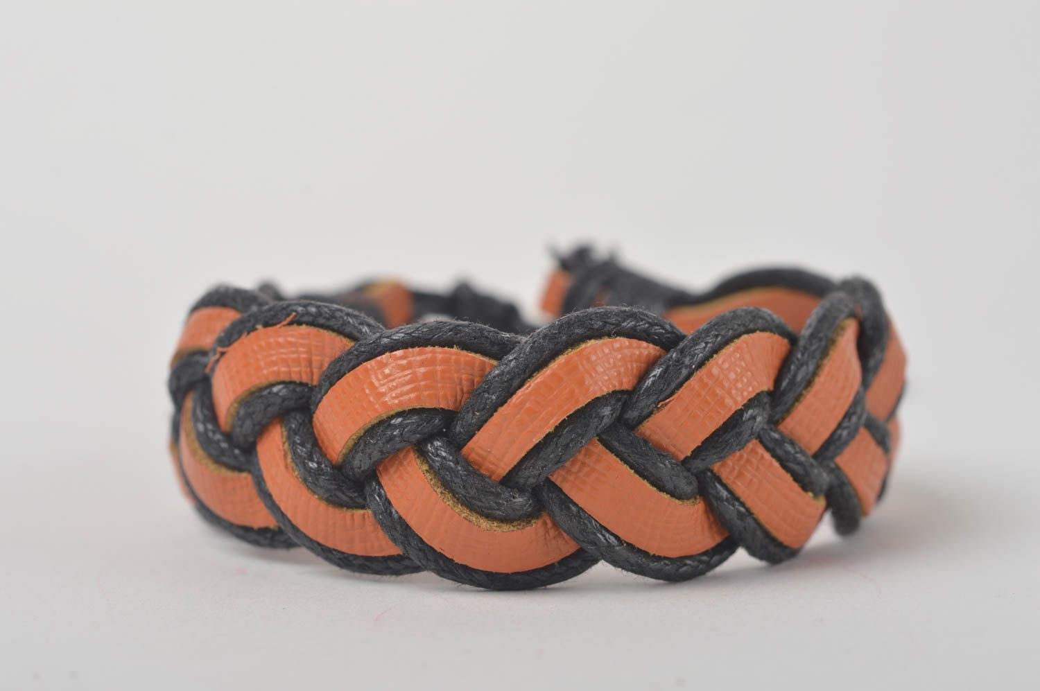 Elegant handmade wrist bracelet braided leather bracelet design cool jewelry photo 5