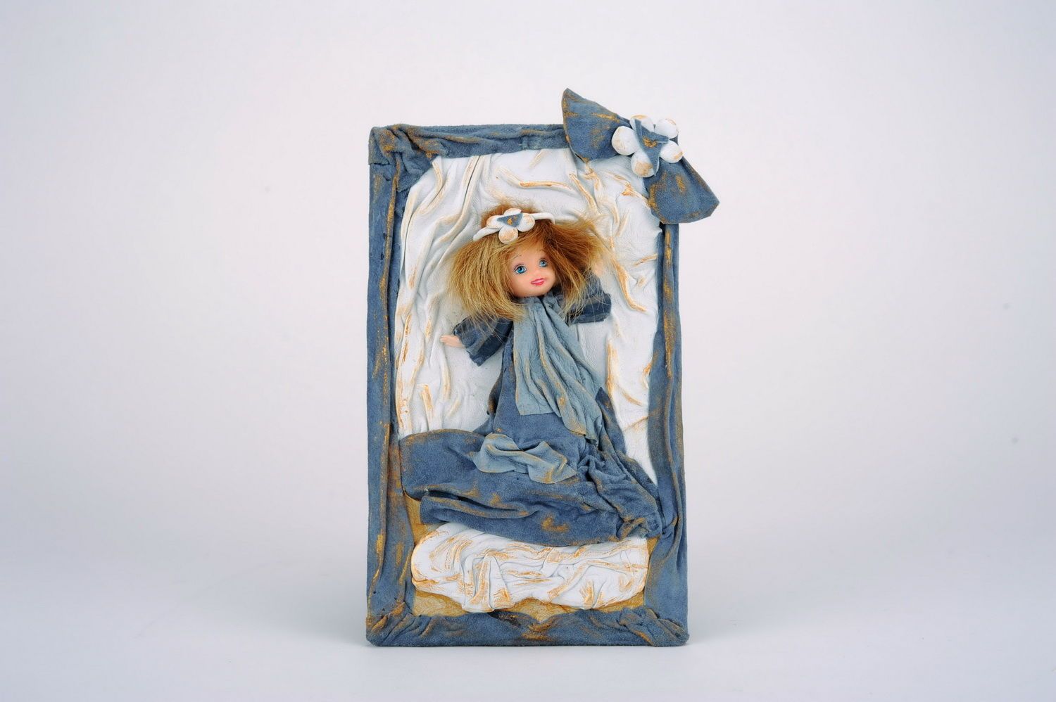 Tableau décoratif en cuir avec poupée Ange  photo 4