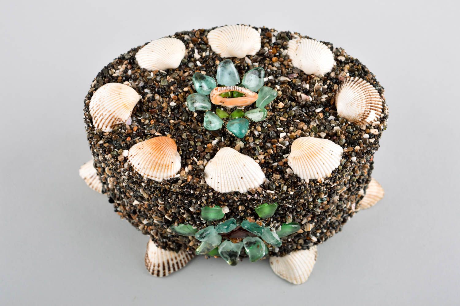 Handmade jewelry box beautiful decorative table box with shells unusual present photo 2