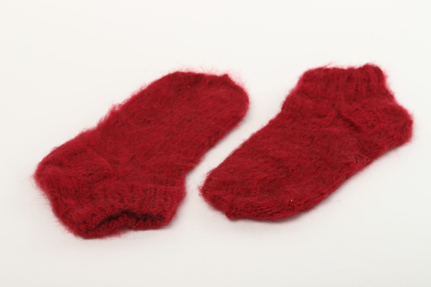 Красные носки ручной работы шерстяные носки вязаный аксессуар 37-38 размер фото 3