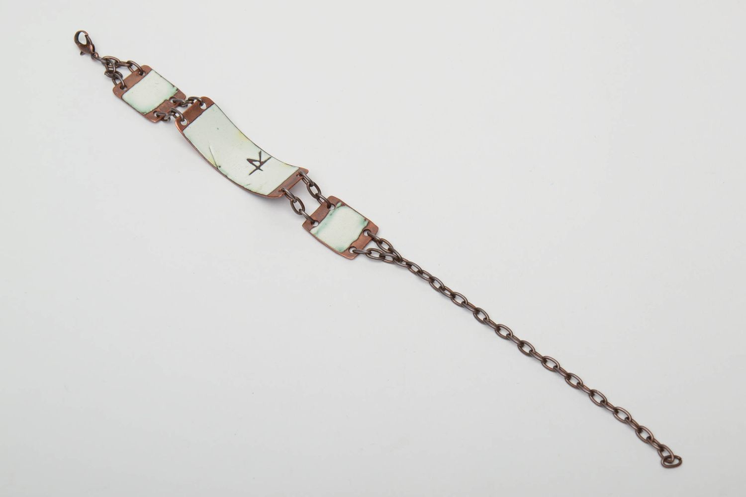 Handmade copper bracelet with ornaments photo 5