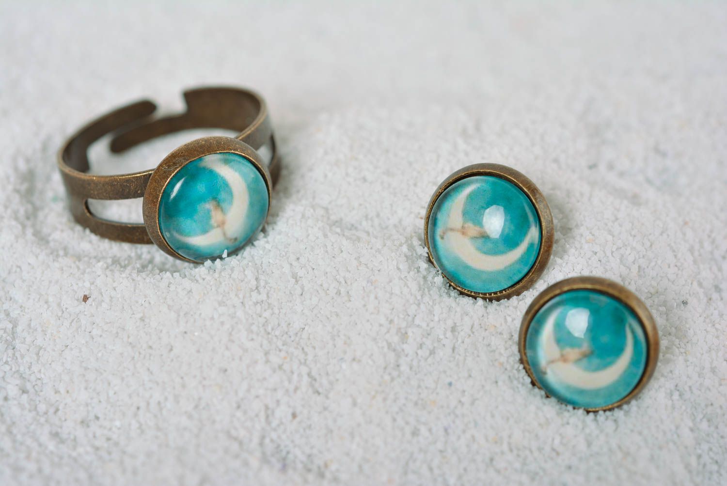 Handmade jewelry set fashion ring stud earrings designer accessories gift ideas photo 1