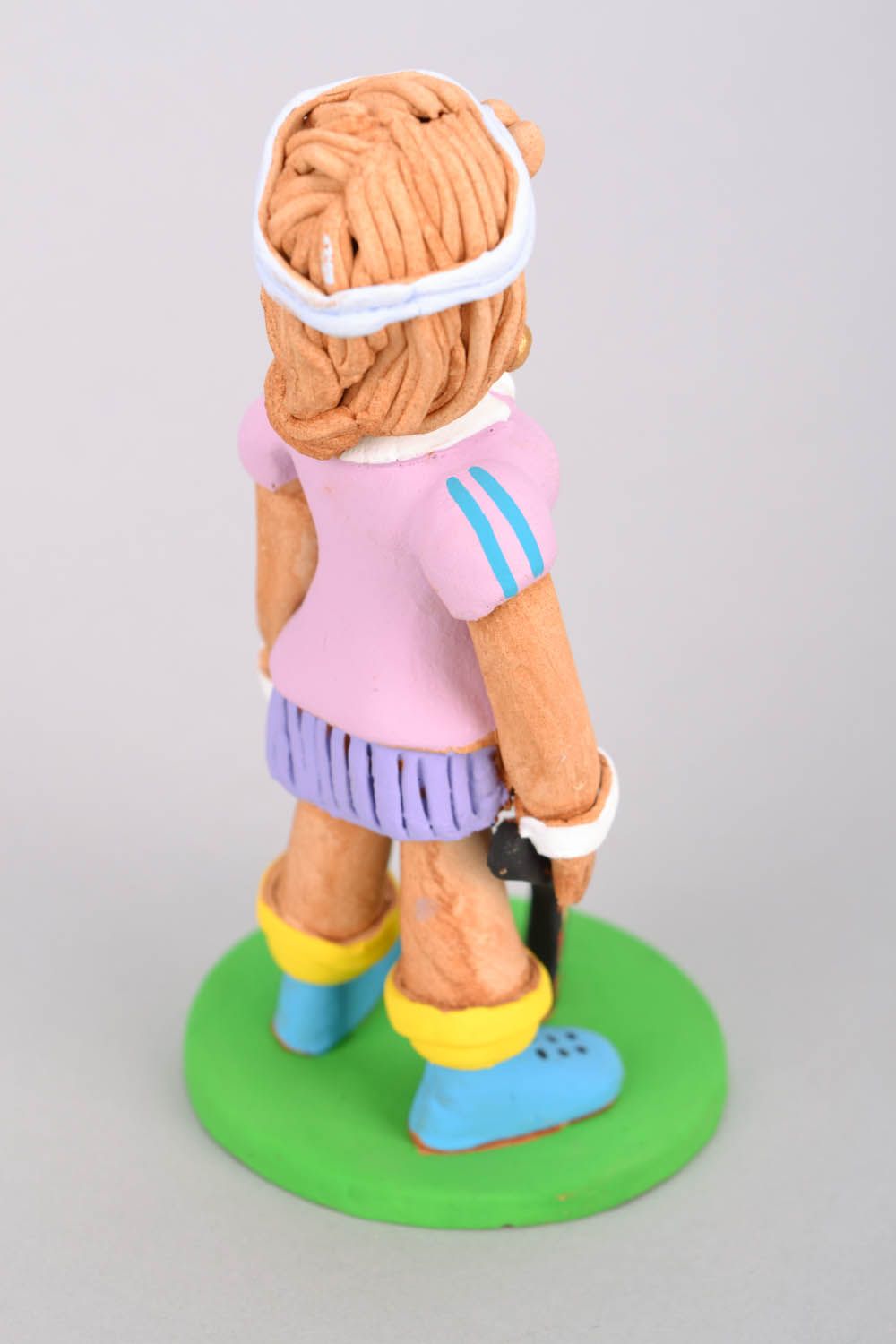 Statuetta tennista in argilla fatta a mano figurina decorativa in ceramica 
 foto 5