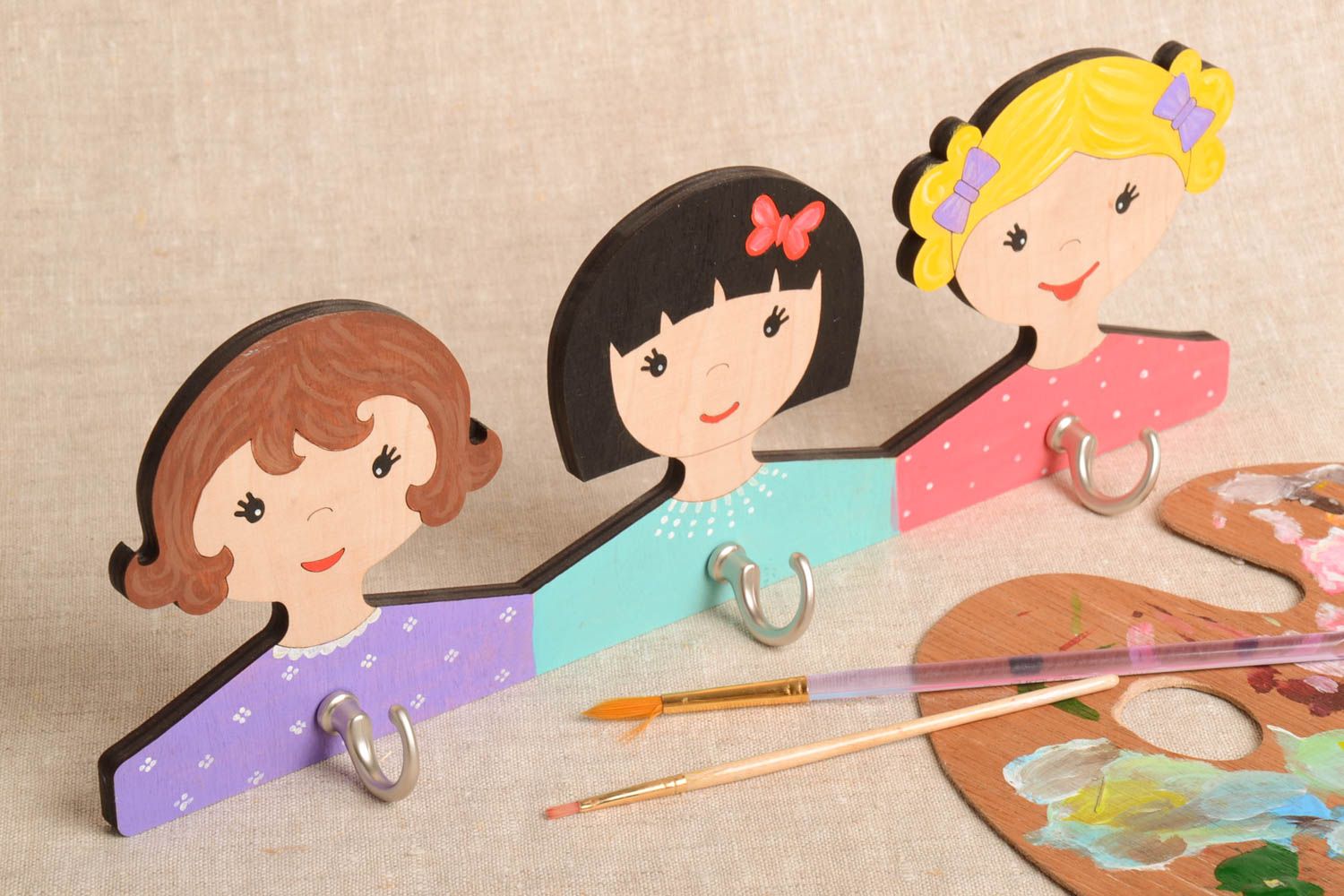 Детская вешалка ручной работы вешалка для одежды крючки для одежды цветная фото 1