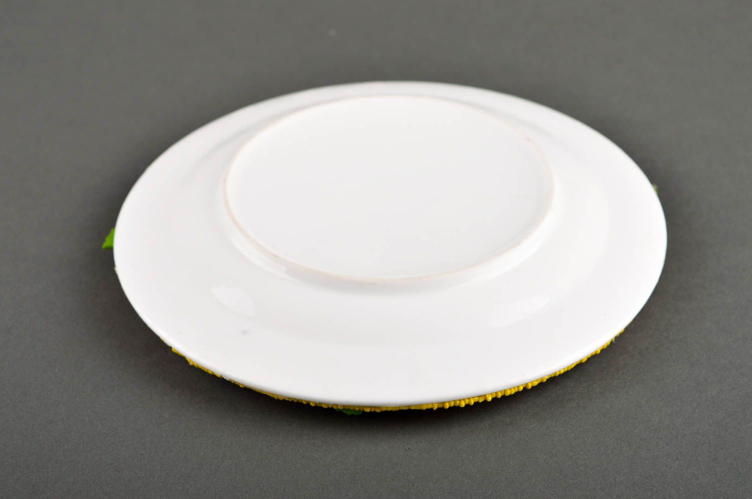 Декоративная тарелка ручной работы декор для дома керамическая тарелка с цветами фото 5