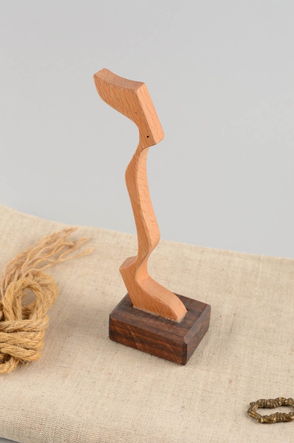 Handmade designer wooden statuette for home decor abstract photo 1
