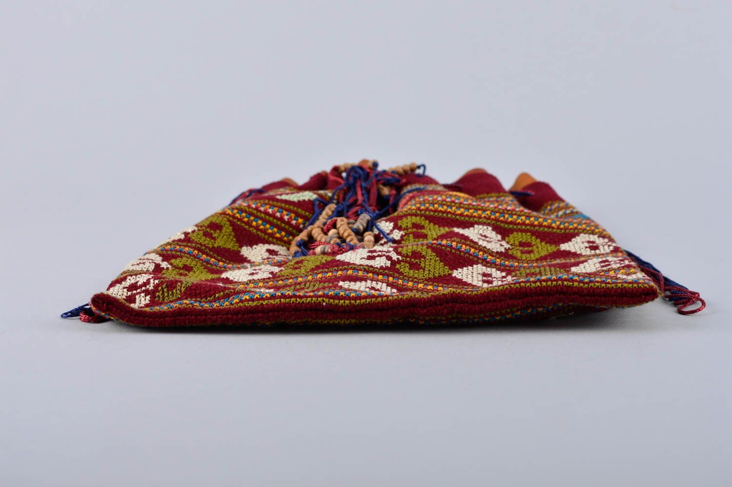 Mochila hecha a mano de cañamazo y raso regalo original bandolera mujer foto 4
