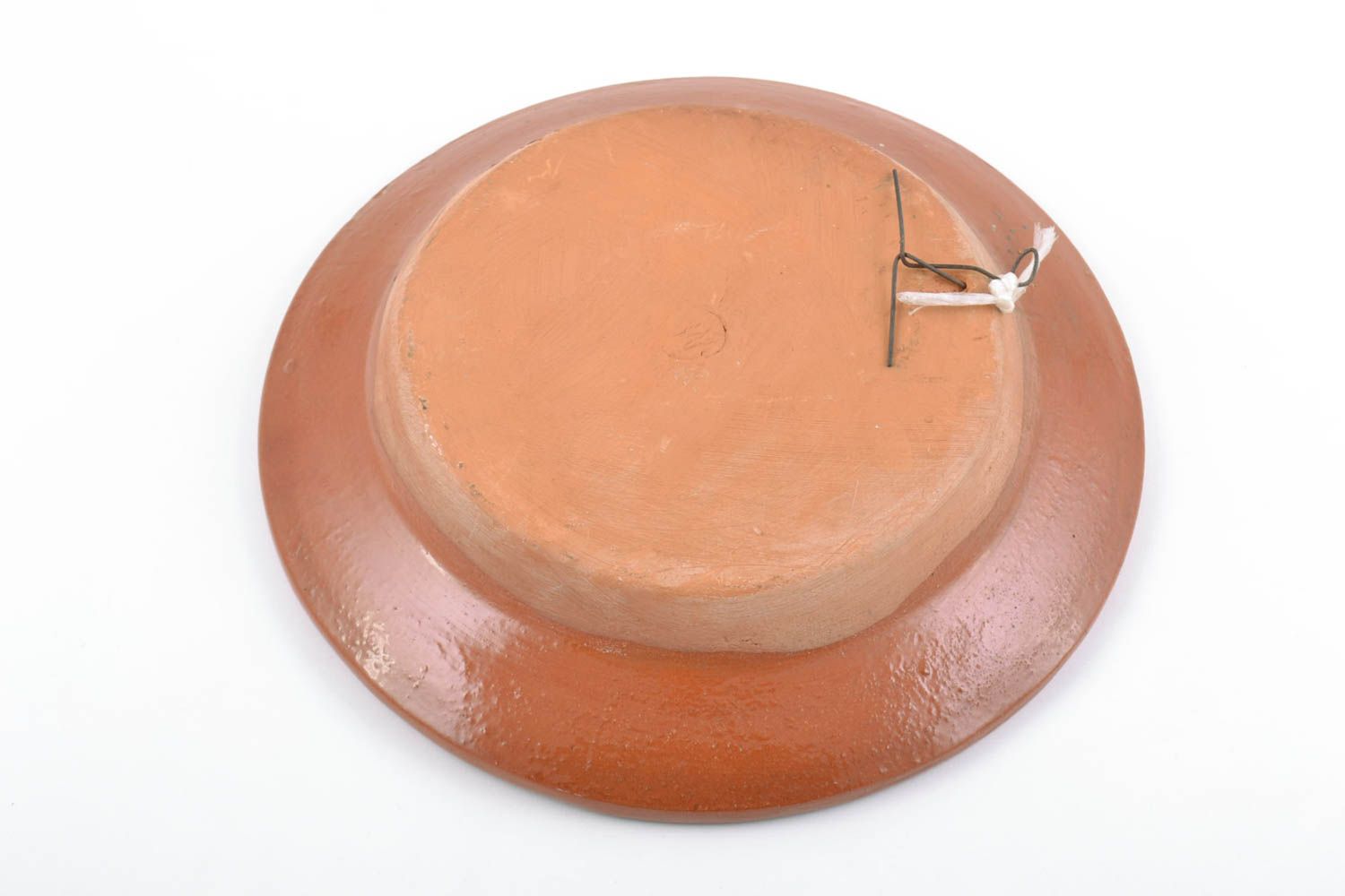 Petite assiette en céramique brune avec motif en relief faite main murale photo 5