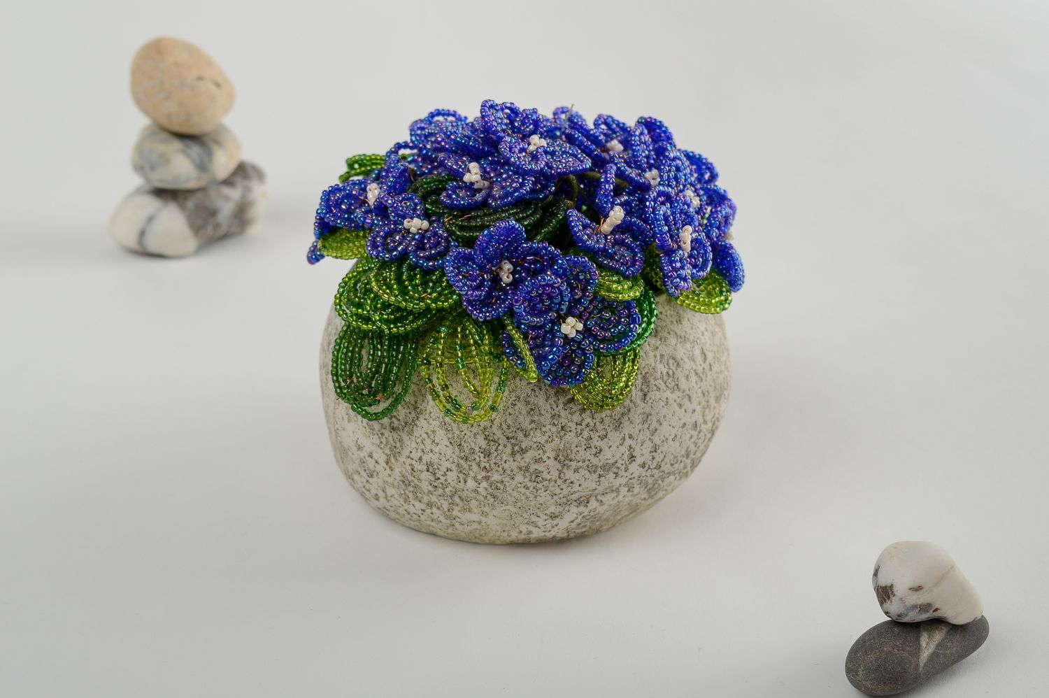 Flores decorativas hechas a mano en pote decoración de interior regalo original foto 1