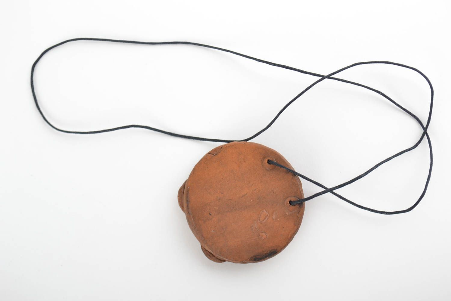 Unusual handmade designer clay neck pendant on cord marine and ethnic styles photo 3