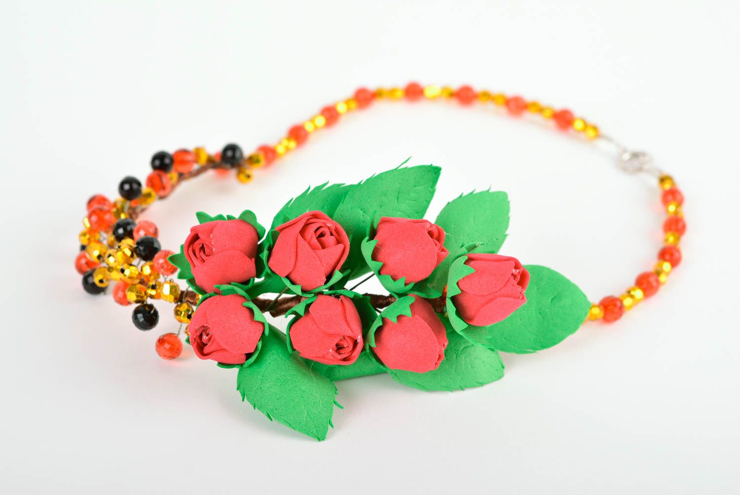 Handmade foamiran necklace handcrafted bijouterie summer necklace for women photo 1