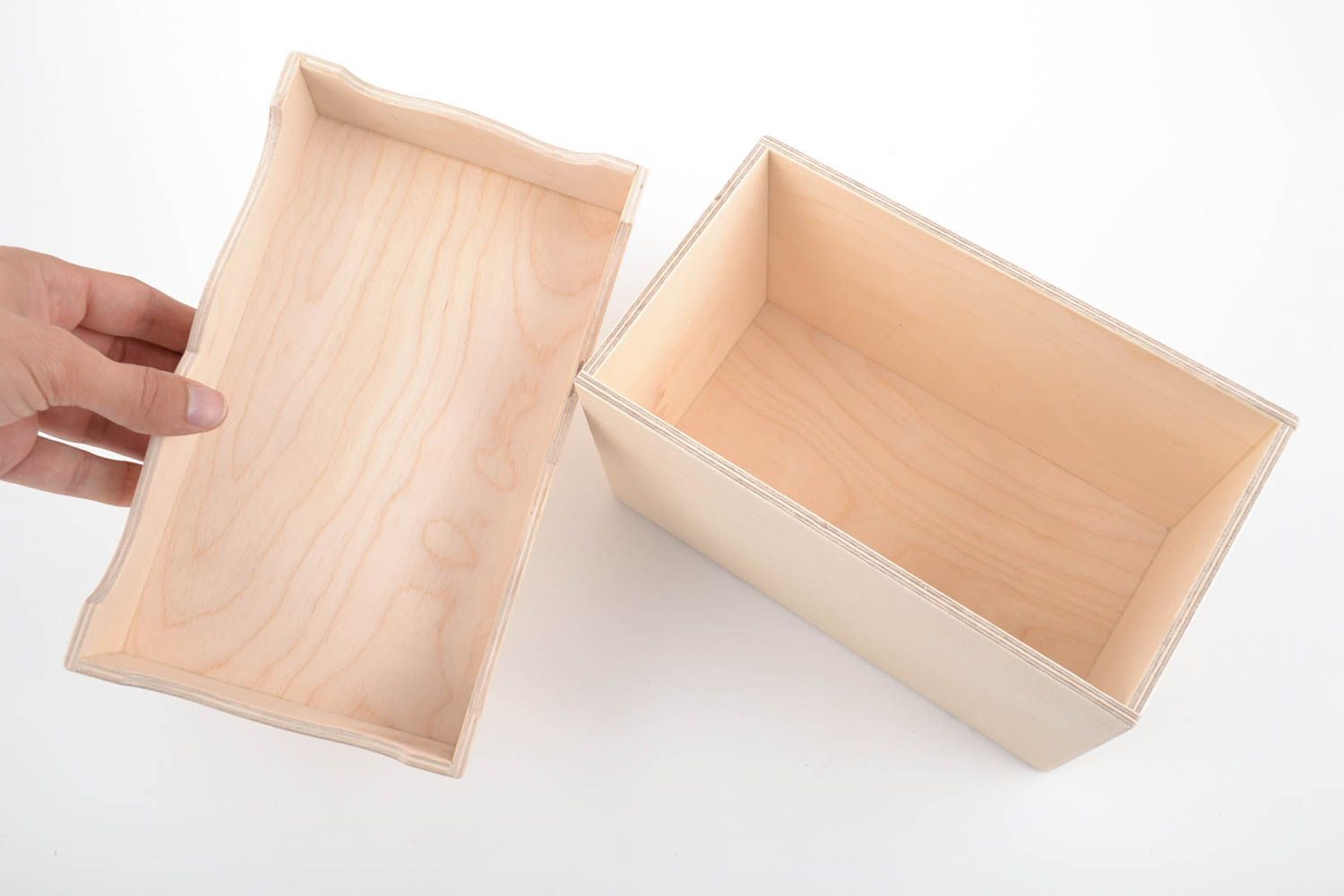 Beautiful figured handmade plywood blank box with lid for creative work DIY photo 4