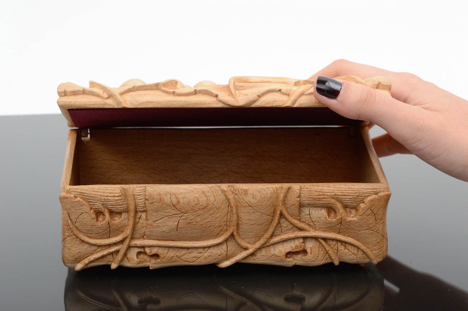Boîte à bijoux fait main Coffret à bijoux Décoration maison tissu bois photo 5