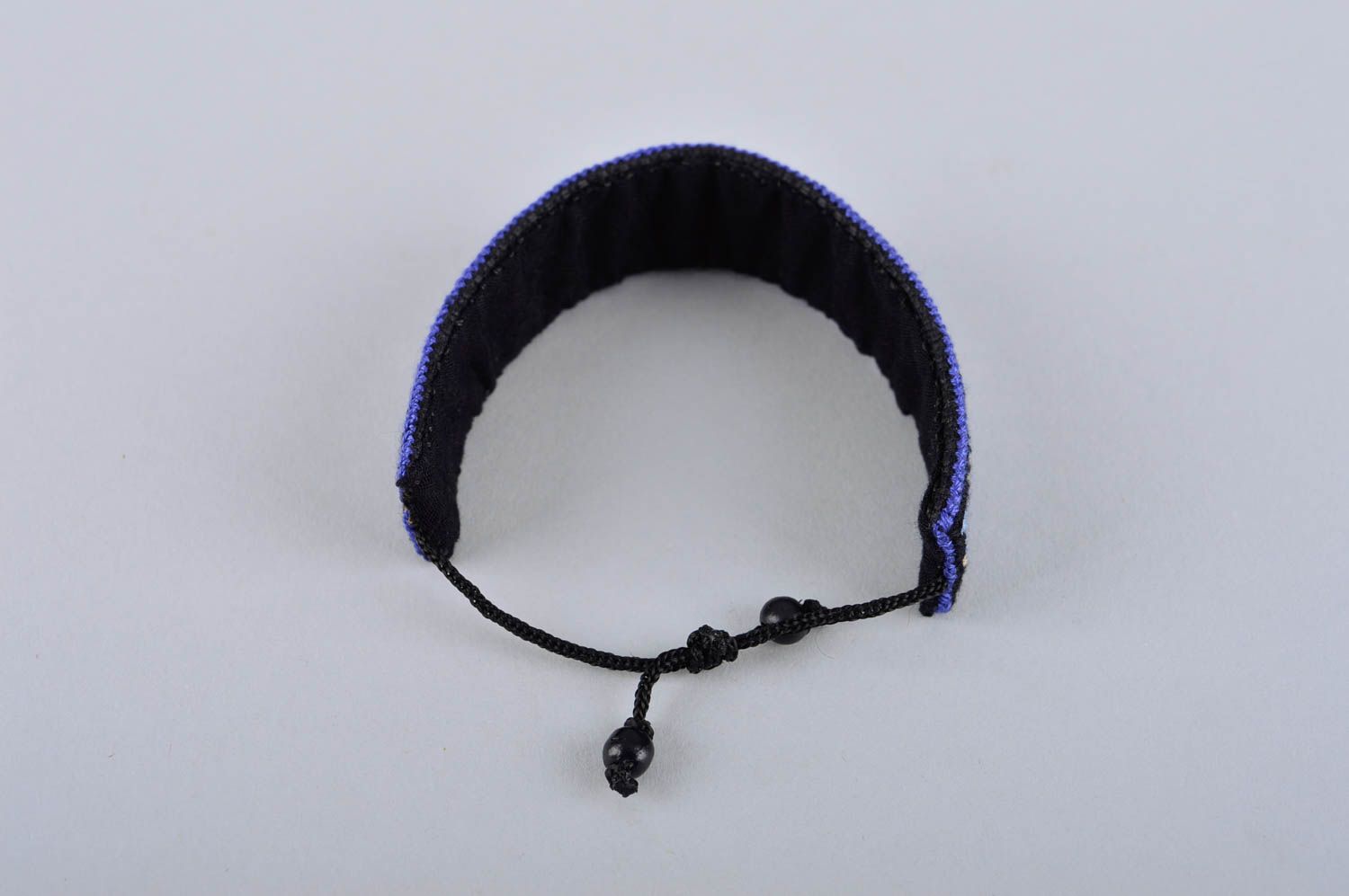 Bracelet textile Bijou fait main large de tons bleus Accessoire femme cadeau photo 4