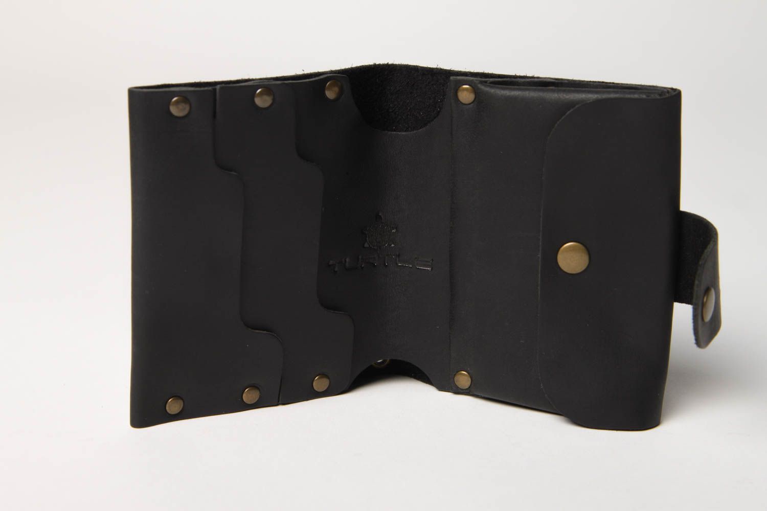 Кожаный кошелек ручной работы кожаный аксессуар черный женский кошелек стильный фото 3