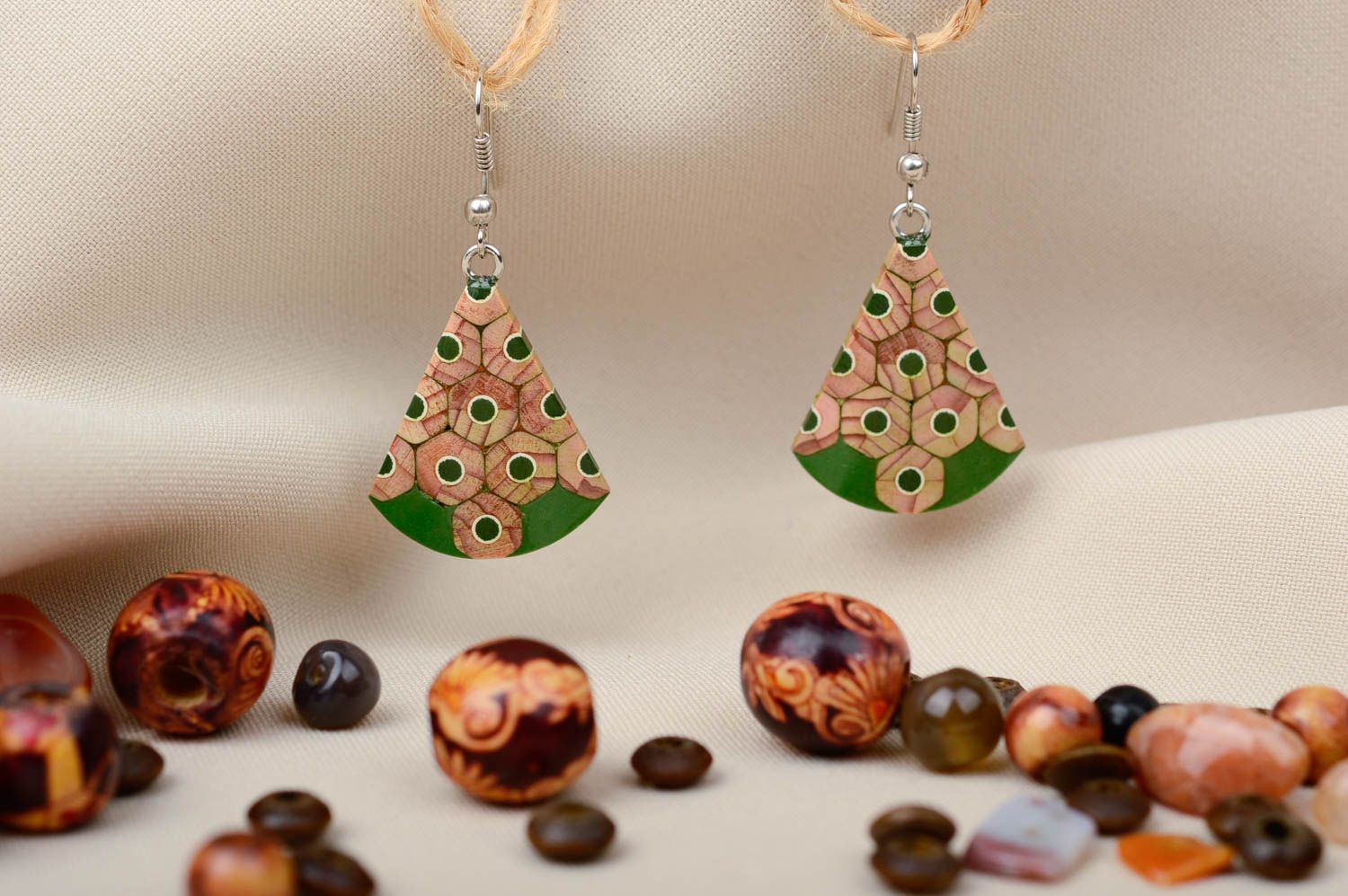 Handmade modern jewelry wooden earrings with charms fashion jewelry for girls photo 1