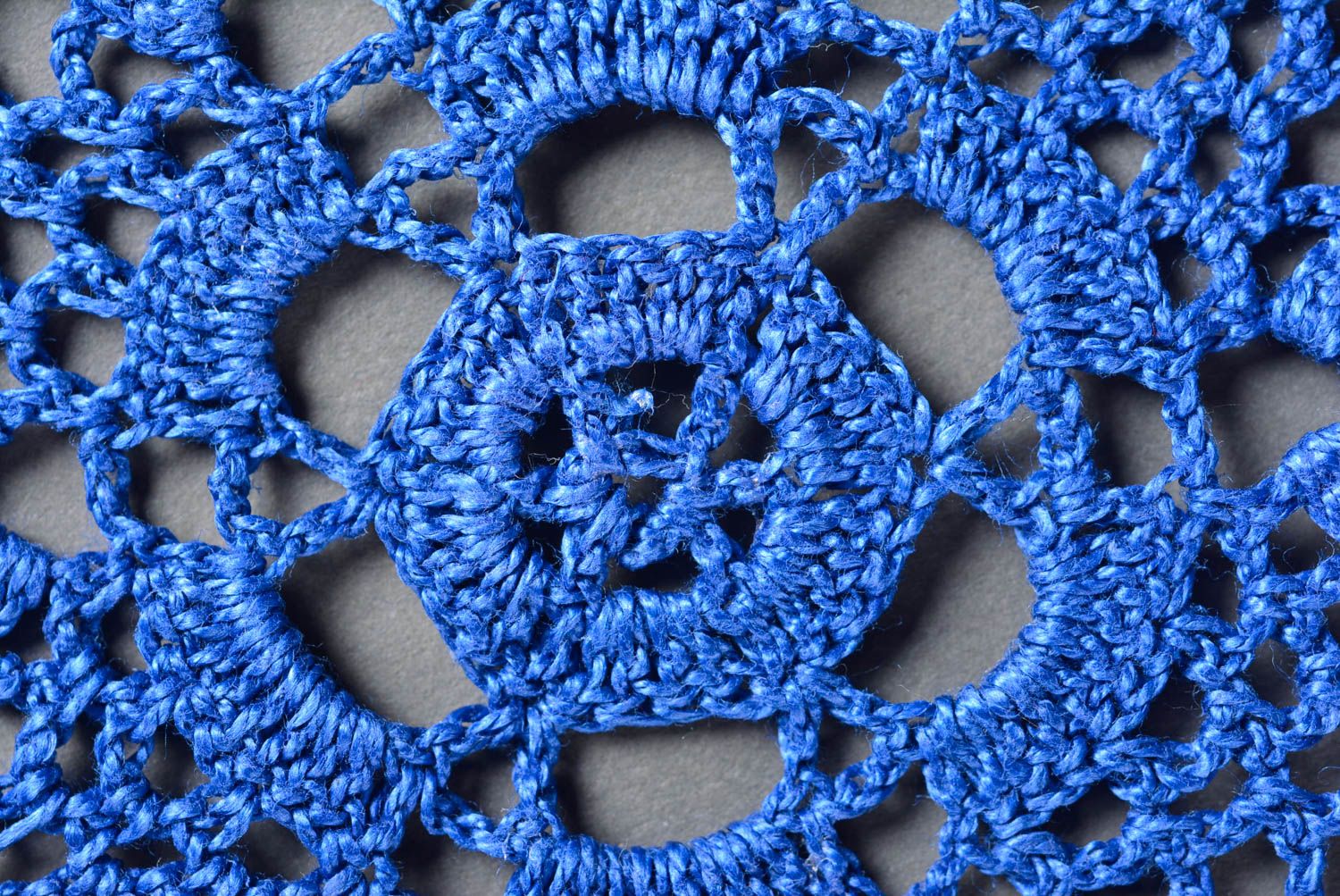 Napperon bleu fait main Textile de table au crochet en coton verre Déco maison photo 2