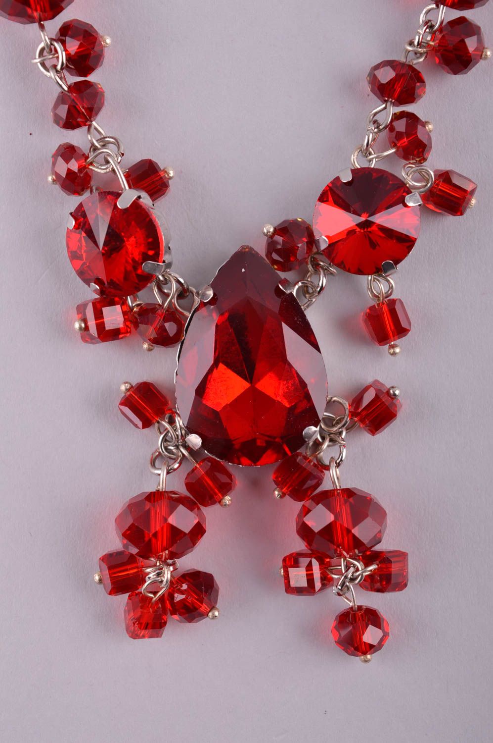 Handmade designer beaded necklace red stylish necklace elegant accessory photo 3