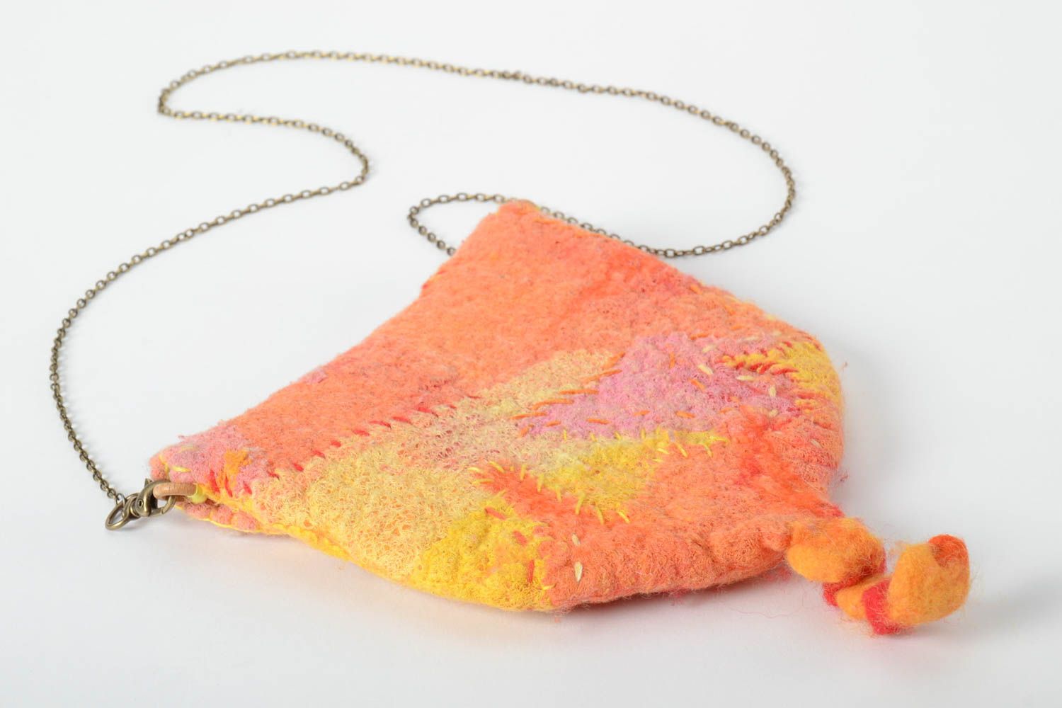 Handmade gefilzte Tasche Damen Accessoire Geschenk für Frau aus Wolle orange foto 4