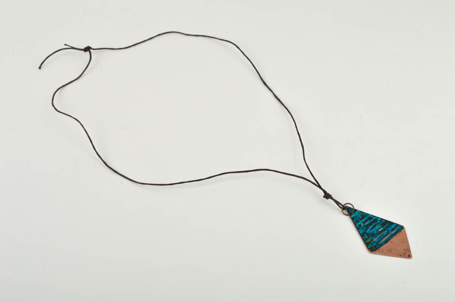 Handmade Kupfer Anhänger Drachen Designer Schmuck Accessoire für Frauen blau foto 5