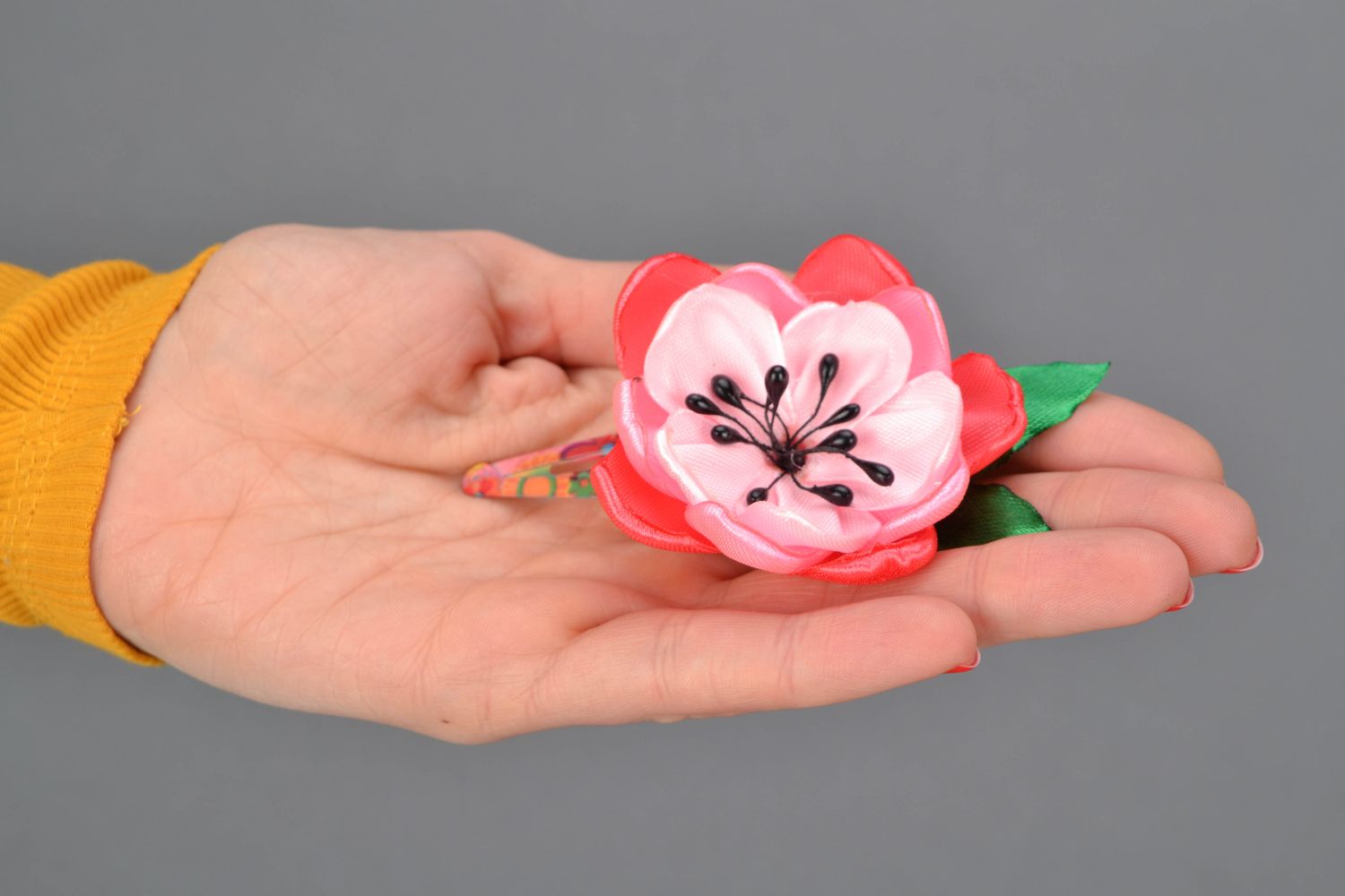 Handmade Haarspange mit Blume foto 2