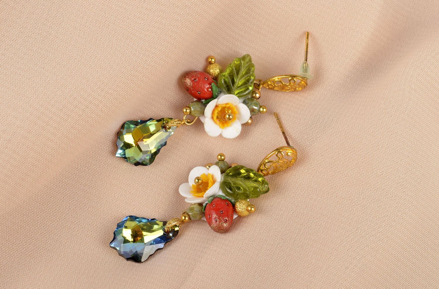 Ohrringe Stecker handmade Blumen Ohrringe exklusiver Schmuck Frauen Geschenke foto 5