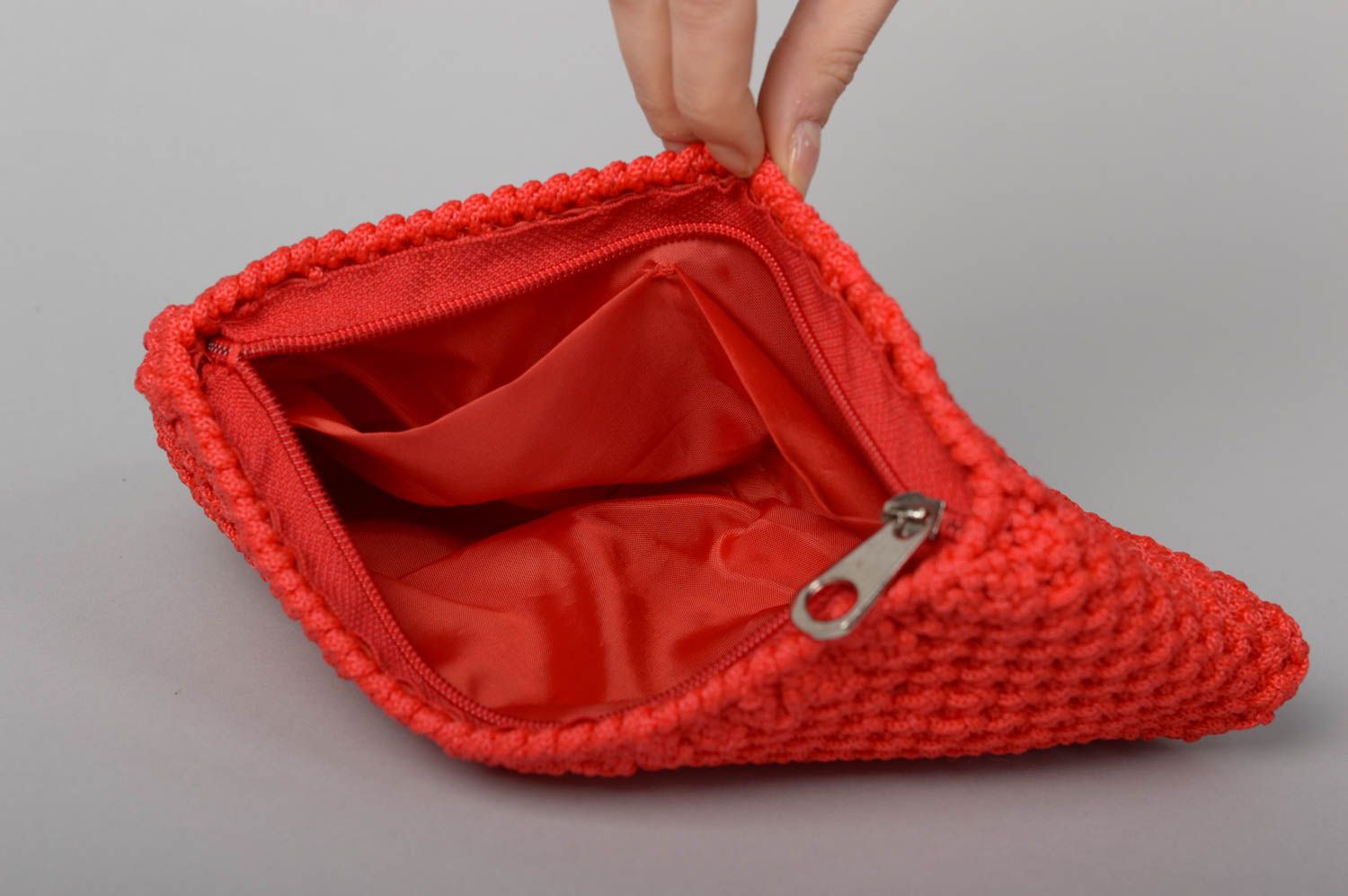 Сумка ручной работы сумочка клатч женская сумка красная в технике макраме фото 3
