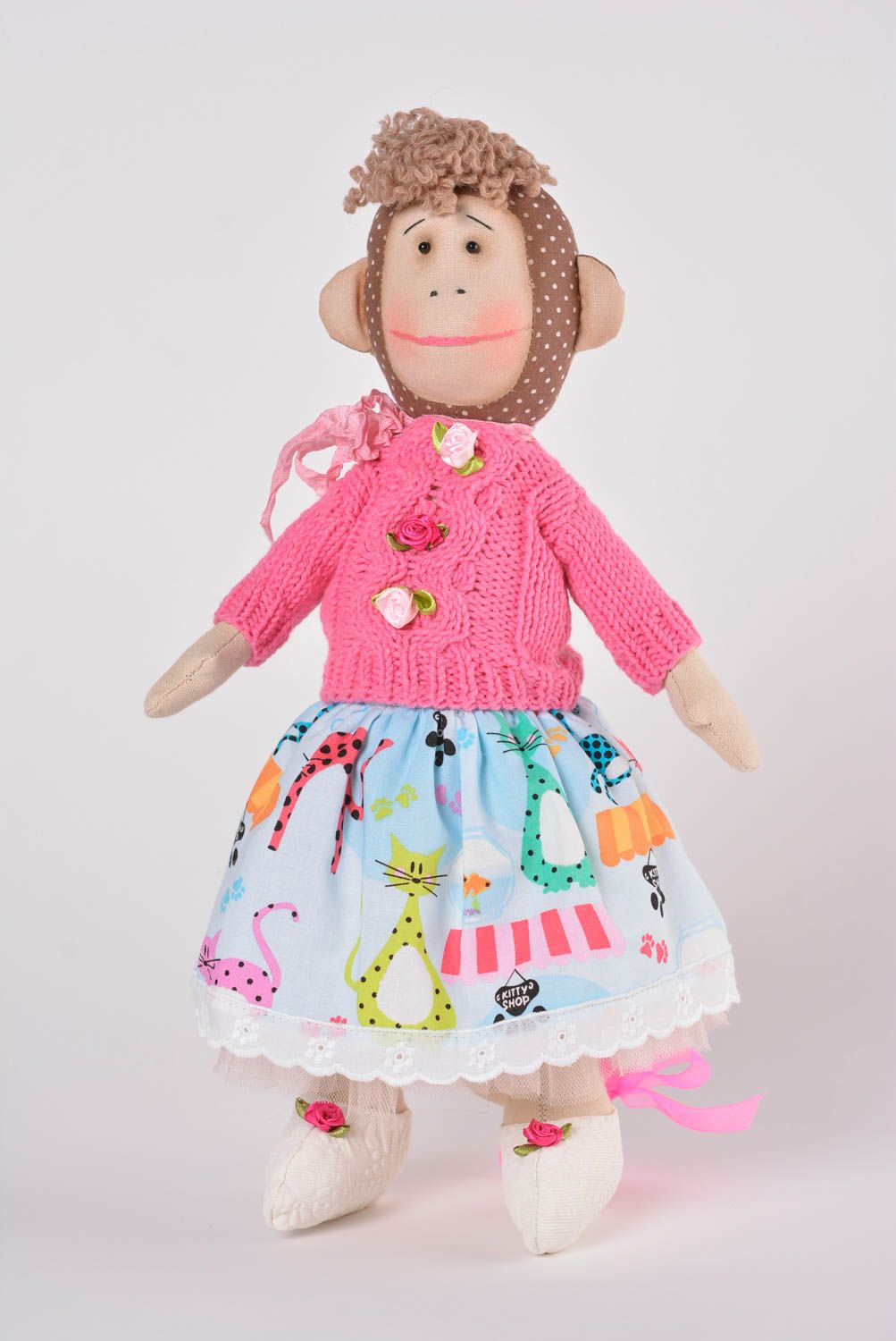 Mono de peluche hecho a mano juguete de tela regalo original para niño  foto 1