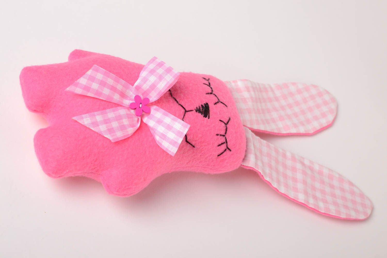 Juguete artesanal de color rosado muñeco de peluche regalo original Conejo foto 3