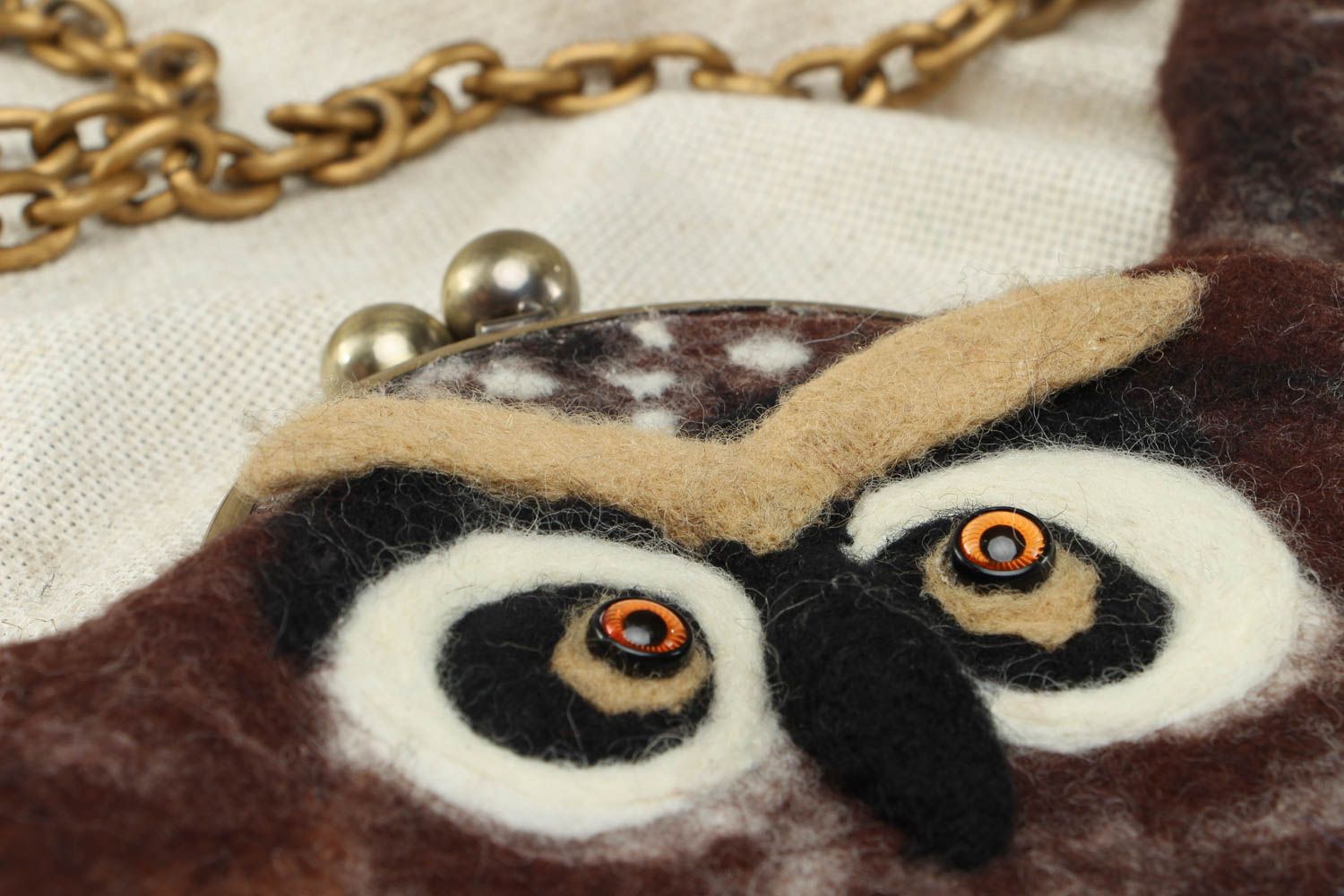 Felted wool shoulder bag Owl photo 2