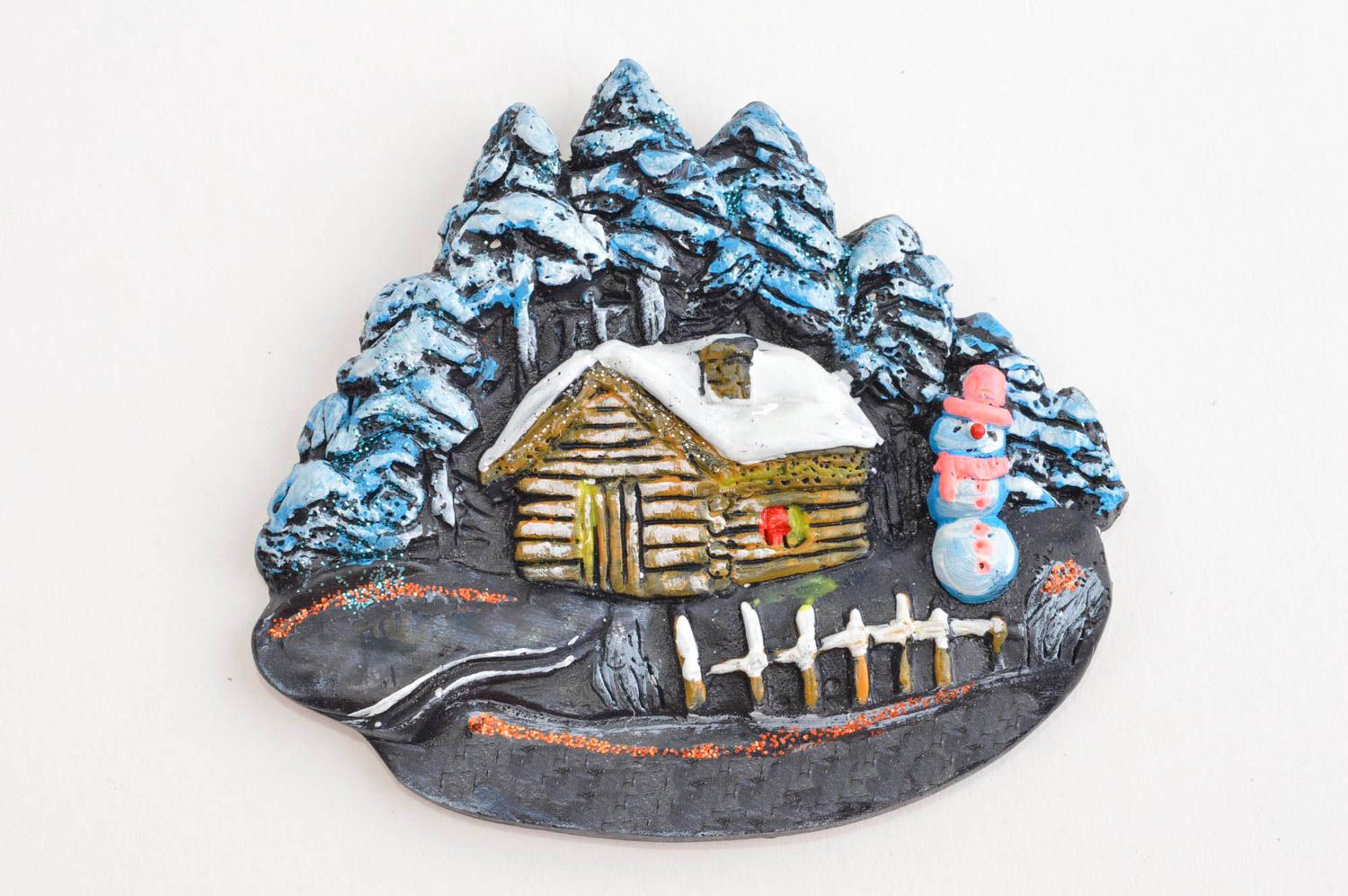 Магнит на холодильник handmade декор для дома необычный подарок Снеговик фото 1