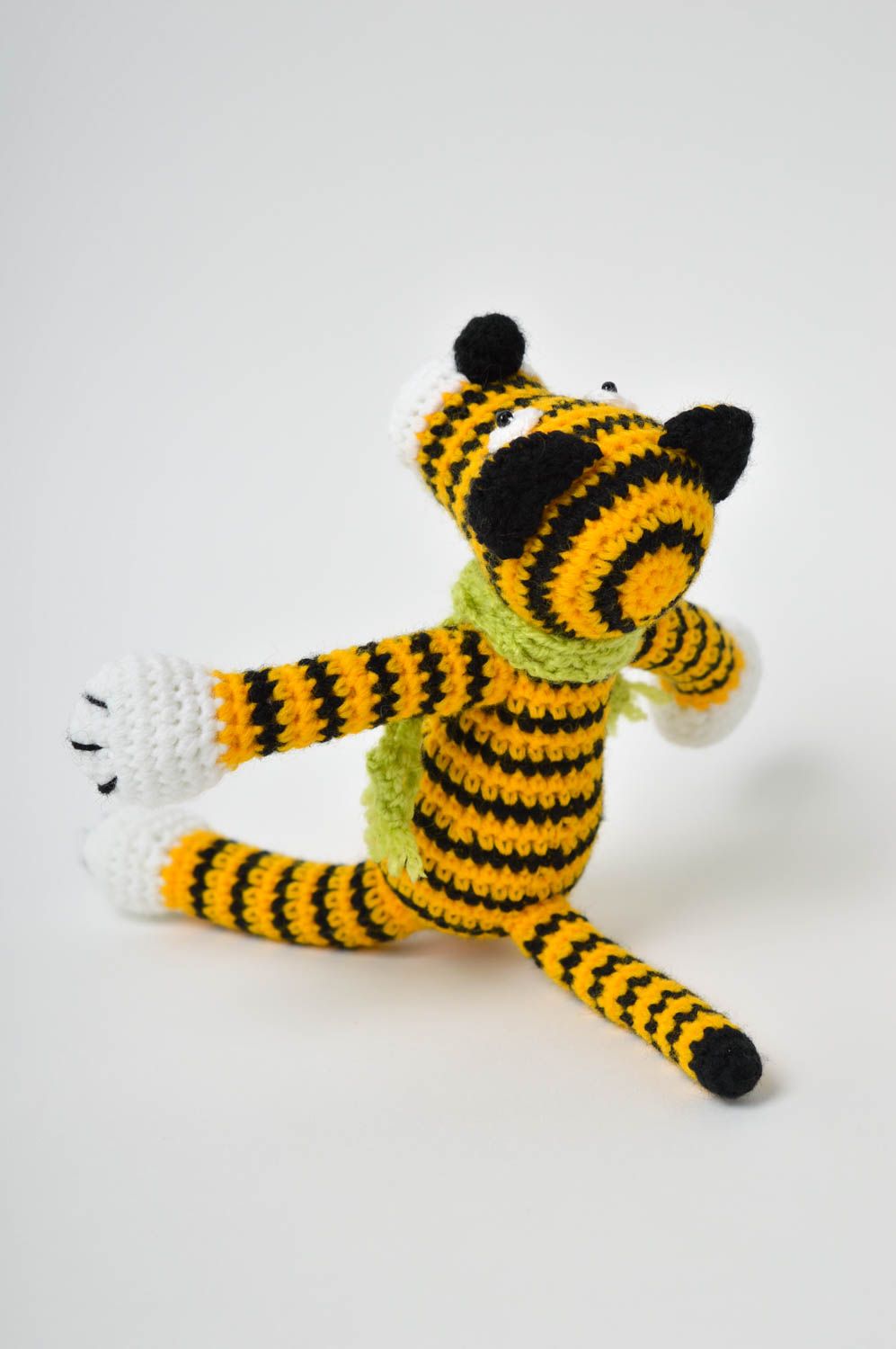 Handmade tiger soft toy animal toys cute crocheted toys toy for baby kids toy photo 3