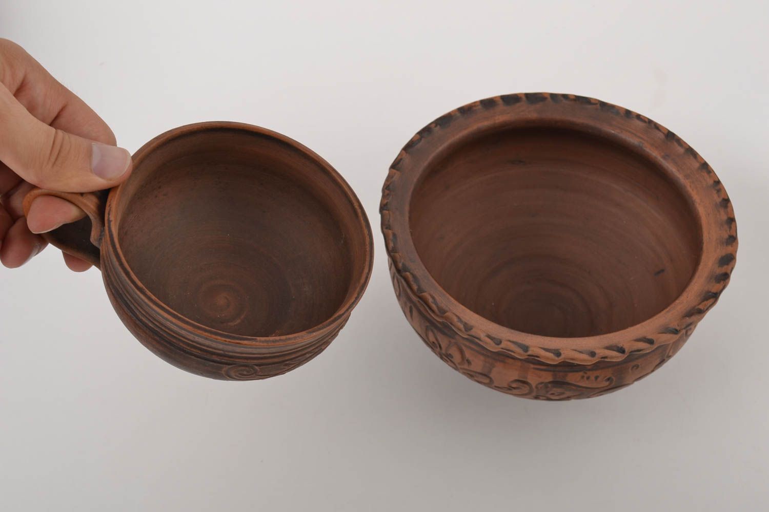 Geschirr aus Ton handgeschaffen Keramik Tasse praktisch Keramik Schüssel foto 4