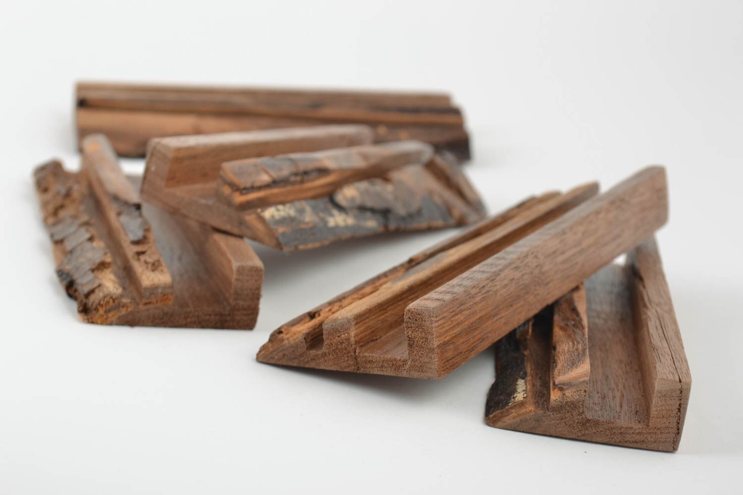 Handmade Tablet Ständer Set aus Holz 5 Stück originell öko rein Geschenk foto 5