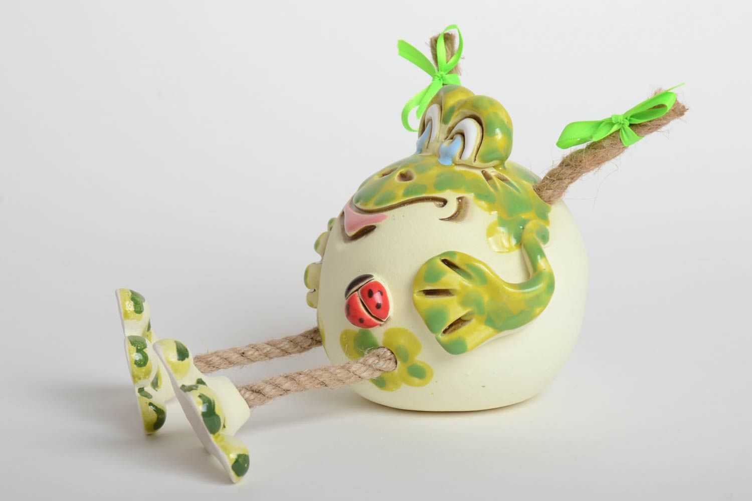 Lustige Spardose handgemachte Keramik Ton Deko Geschenk für Kinder Frosch bunt foto 5