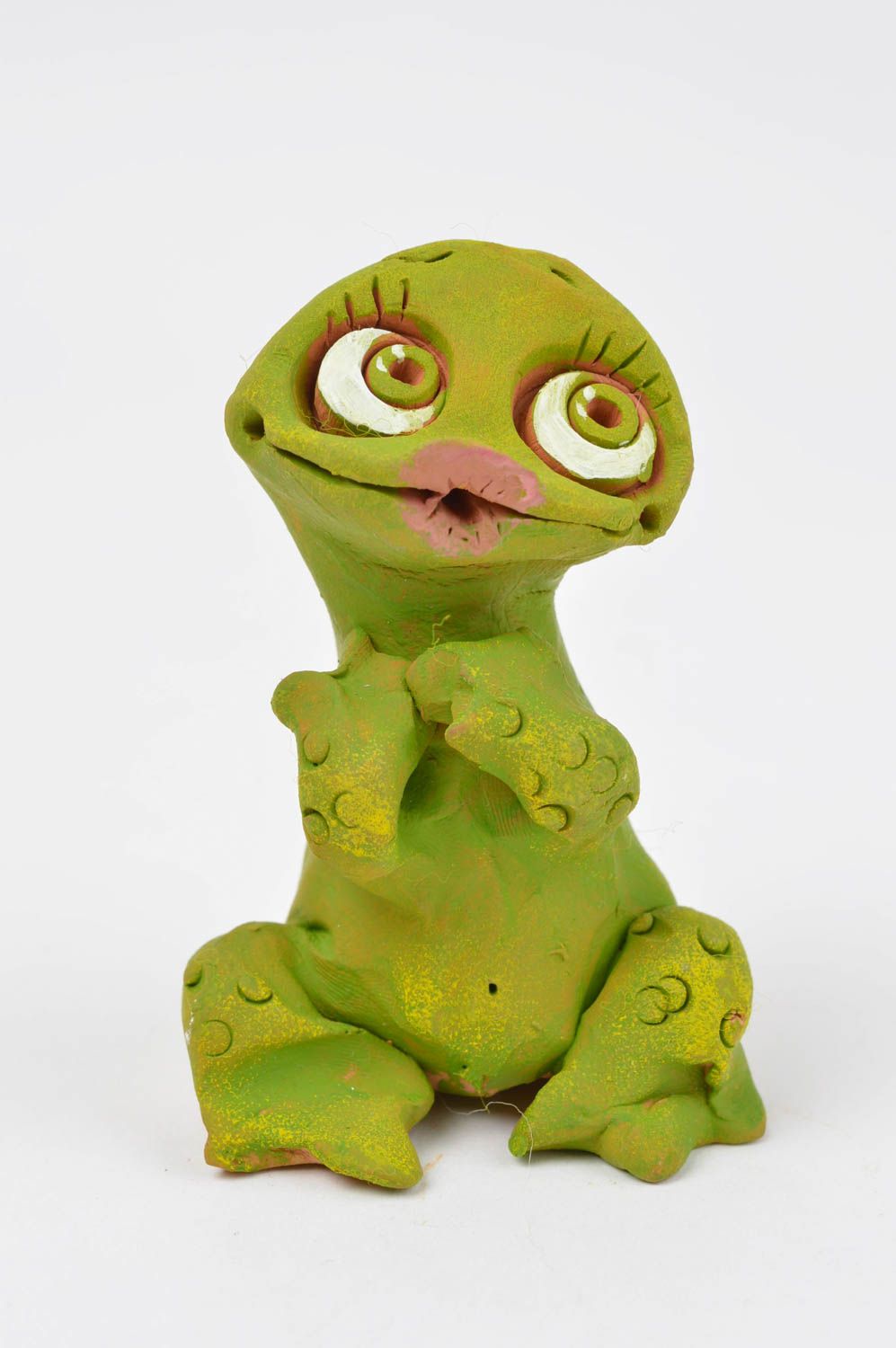 Handmade frog statuette unusual cute figurine stylish art pottery home decor photo 2