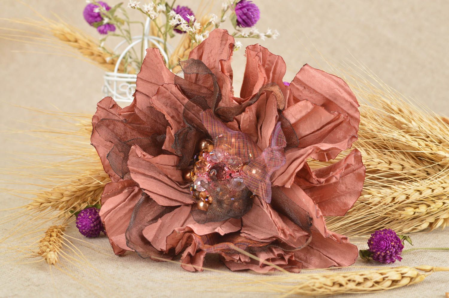 Handmade Haarspange Blume große Brosche Damen Modeschmuck üppig originell foto 1