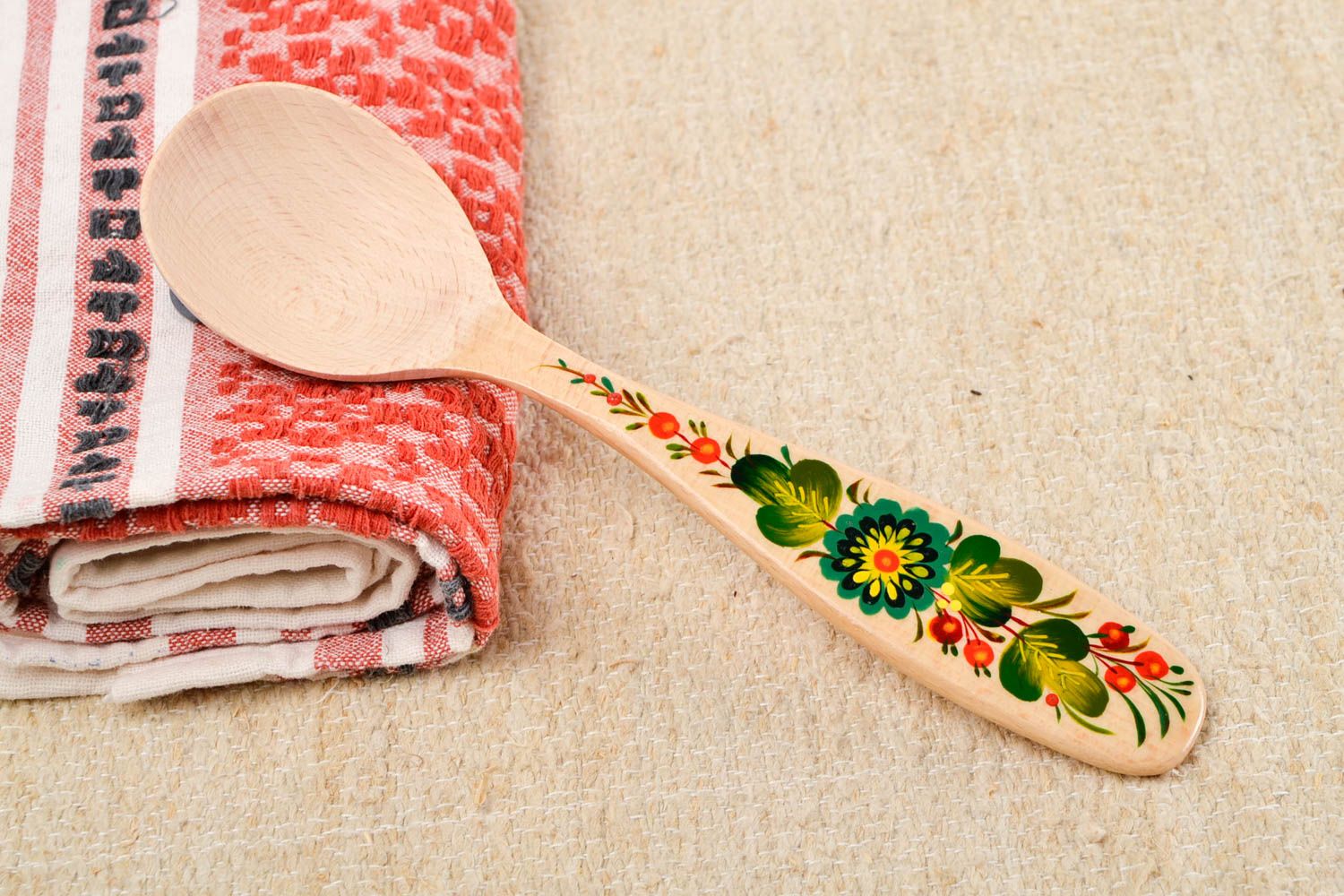 Handmade beautiful kitchen ware unusual wooden spoon painted ethnic spoon photo 1