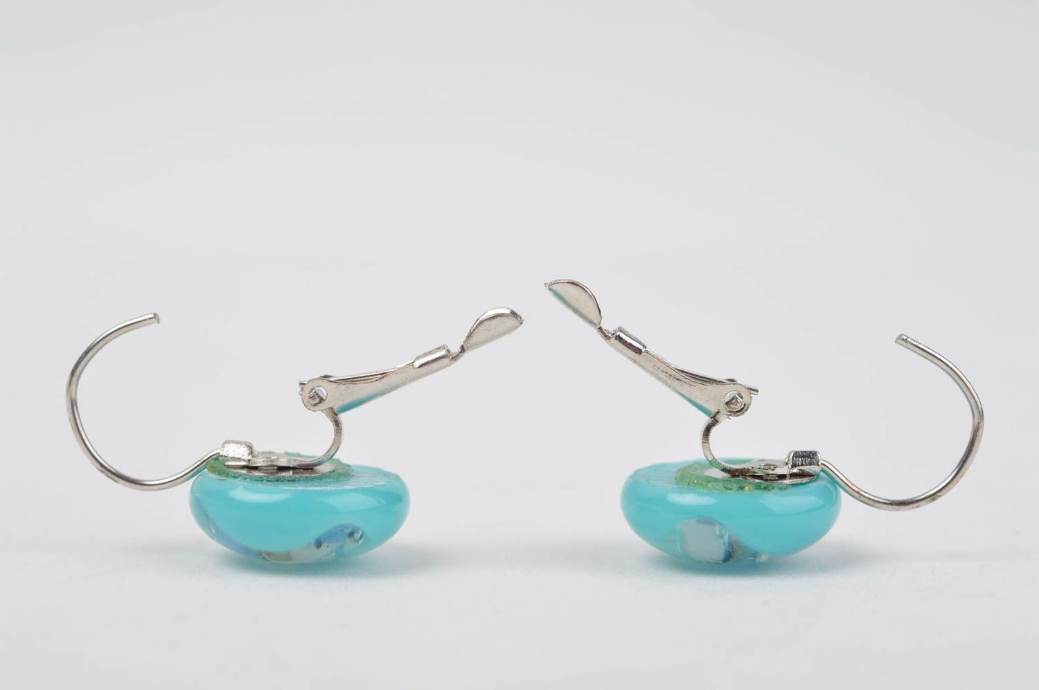 Round handmade glass earrings womens ball earrings glass fusing art gift ideas photo 3