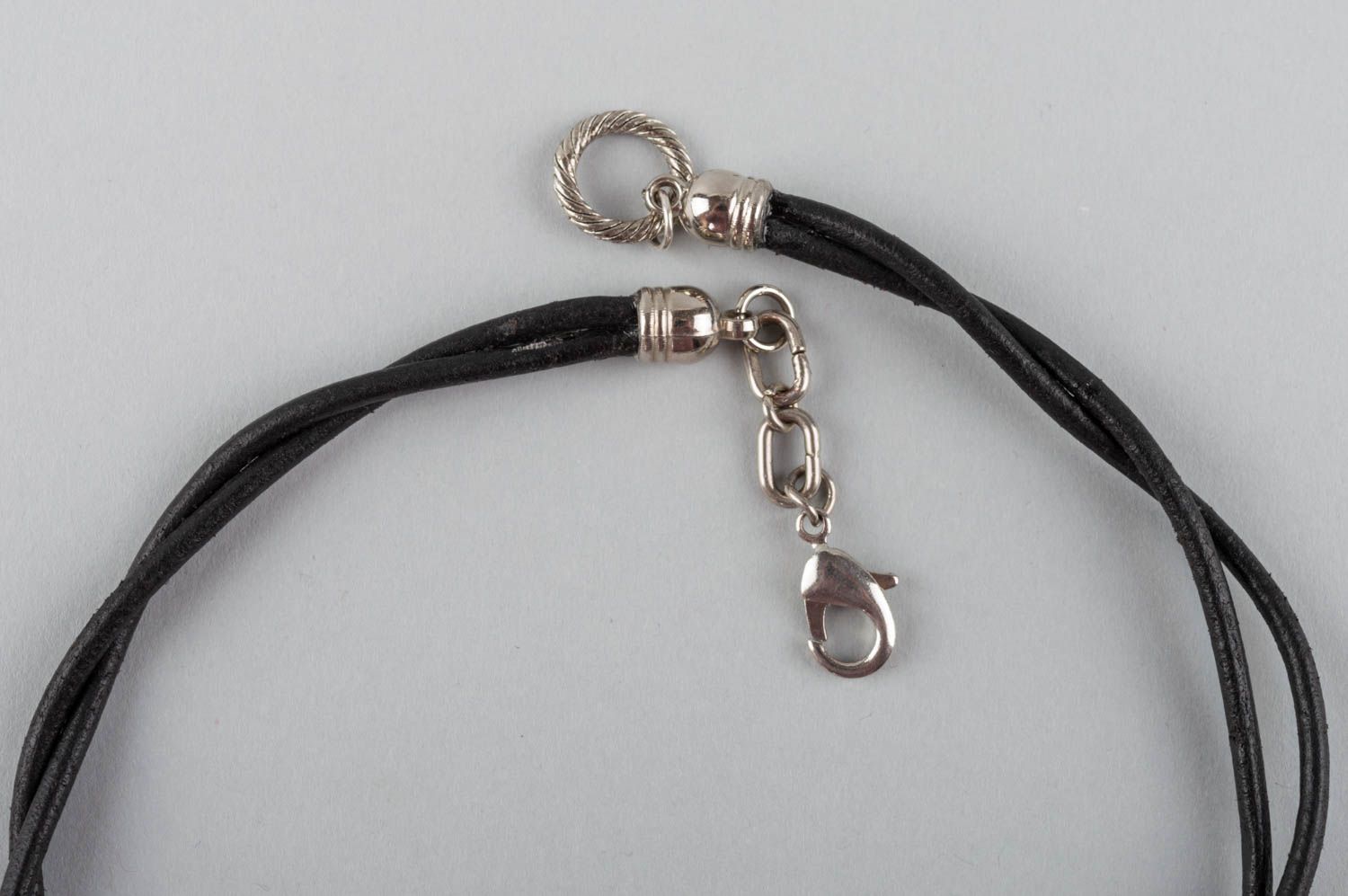 Necklace with natural stones on leather cord stylish handmade accessory photo 3