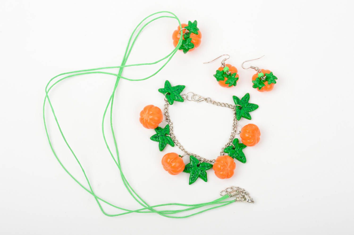 Handmade jewelry set plastic earrings bracelet pendant polymer clay ideas photo 4