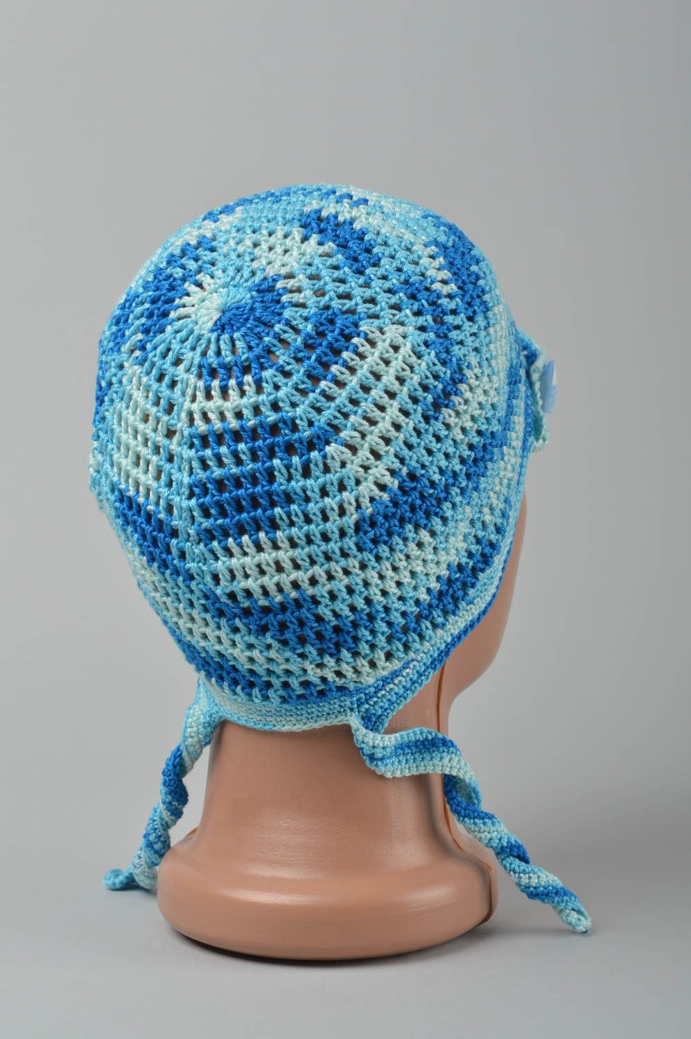 Bonnet tricot fait main Chapeau au crochet Vêtement enfant coton boutons photo 5