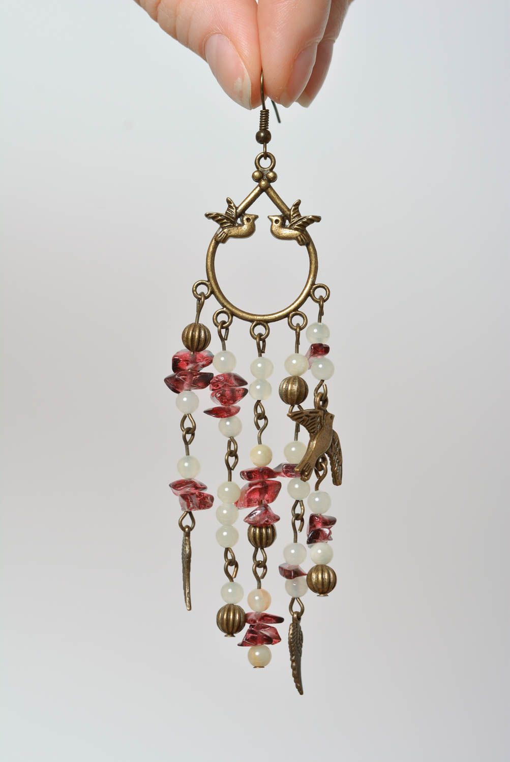 Длинные серьги украшение ручной работы серьги из стекла подарок женщине фото 3