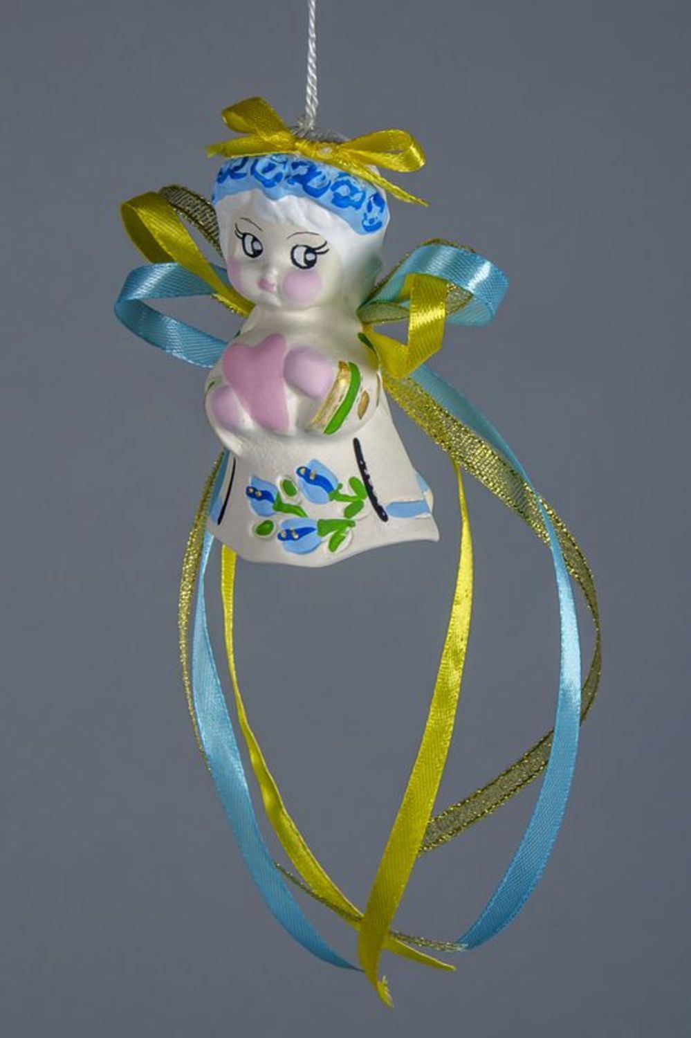 Gelb-blaue Keramik-Glocke foto 1